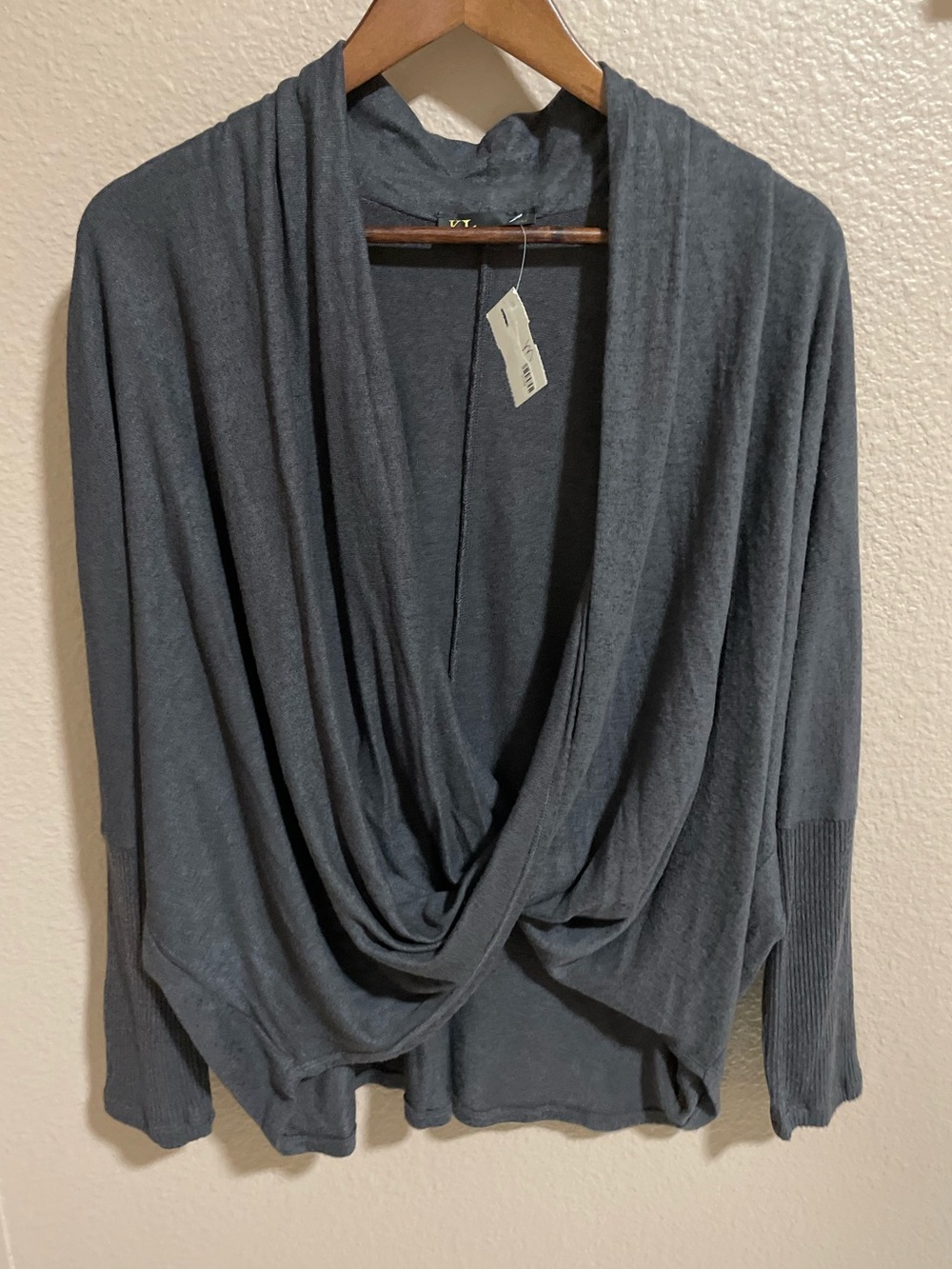 Draped Front Women’s Sweater - Gray
